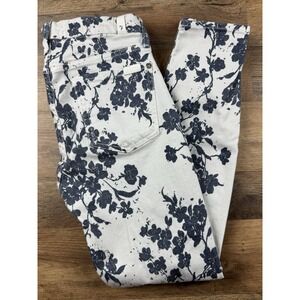 7 For All Mankind Navy and White Floral Skinny‎ Pants, Size 27